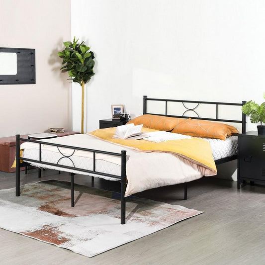 FurnitureR SANE Black Metal Bedframe Queen size