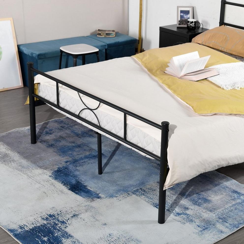 FurnitureR SANE Black Metal Bedframe Queen size