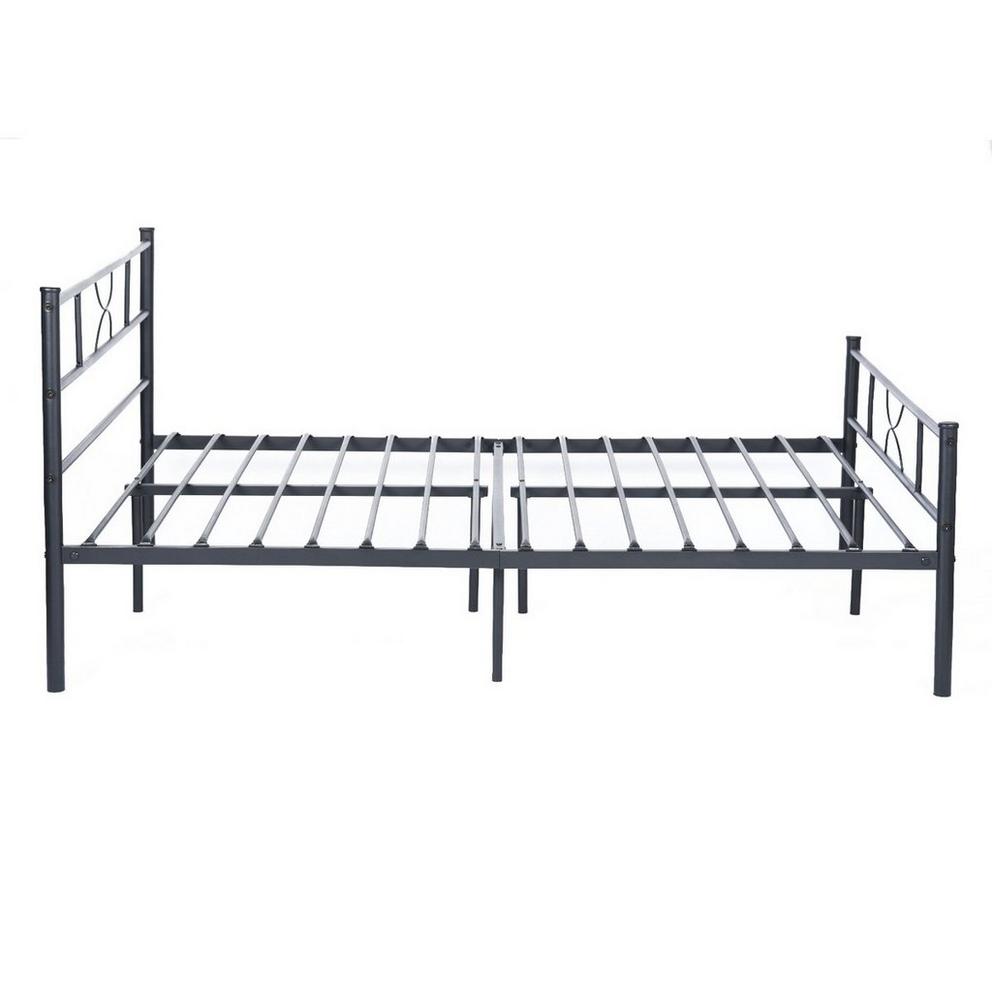 FurnitureR SANE Black Metal Bedframe Queen size