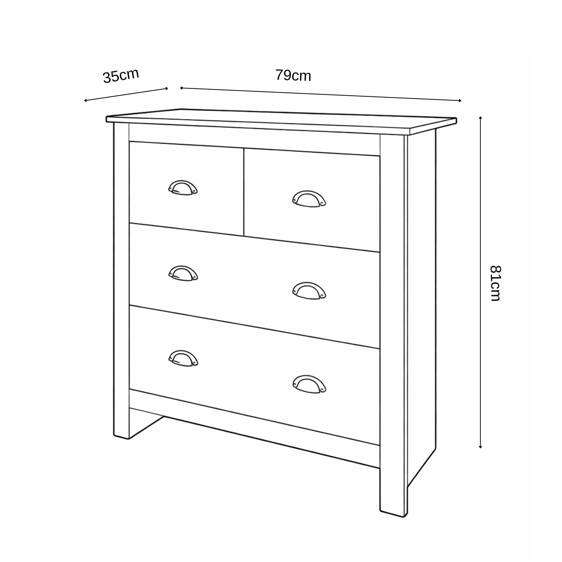 4-Drawer Wood Chest of Drawers