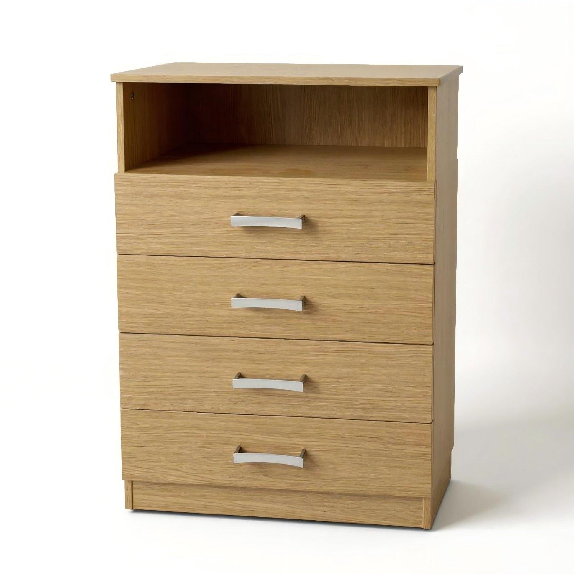 FurnitureR 4-Drawer Chest with Open Shelf
