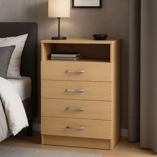FurnitureR 4-Drawer Chest with Open Shelf