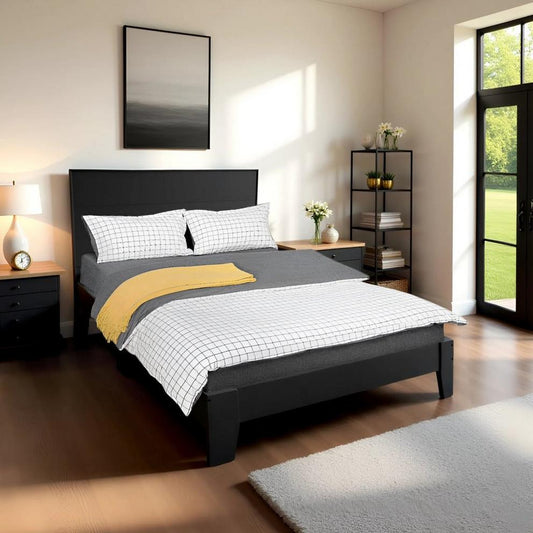Double Bed Wooden Frame Black