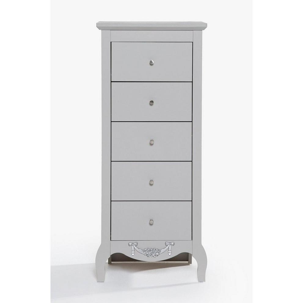 Homelife Juliette Tallboy 5 Drawer Grey Chest of Drawers