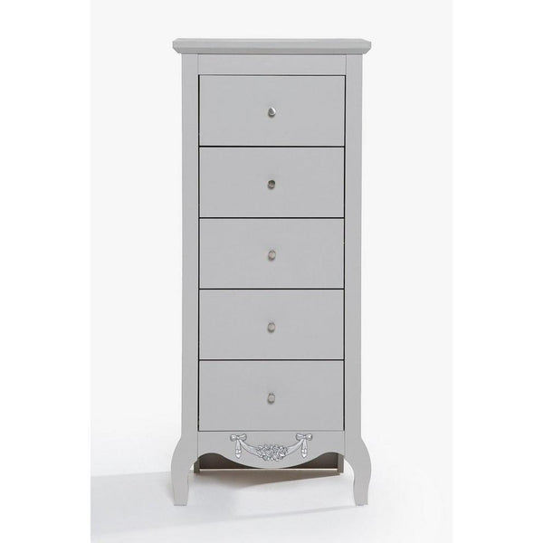 Homelife Juliette Tallboy 5 Drawer Grey Chest of Drawers