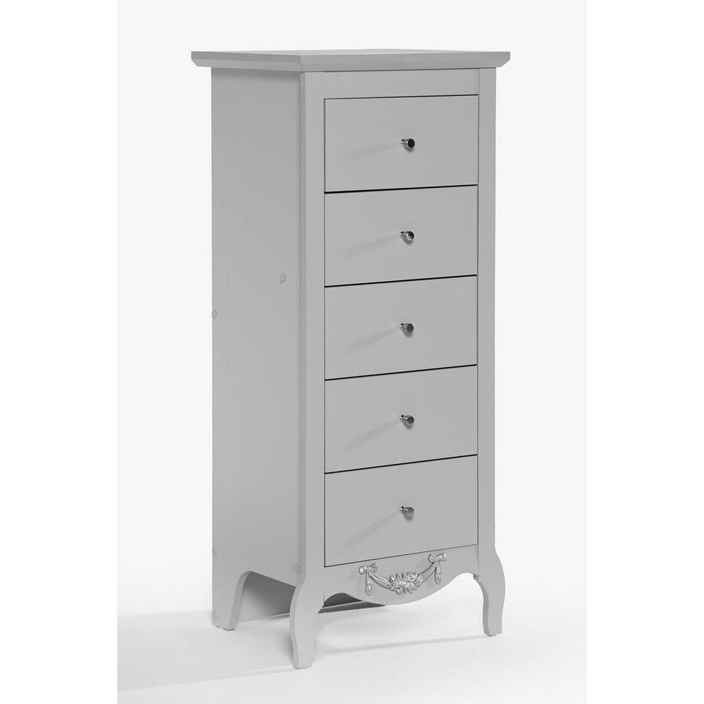 Homelife Juliette Tallboy 5 Drawer Grey Chest of Drawers