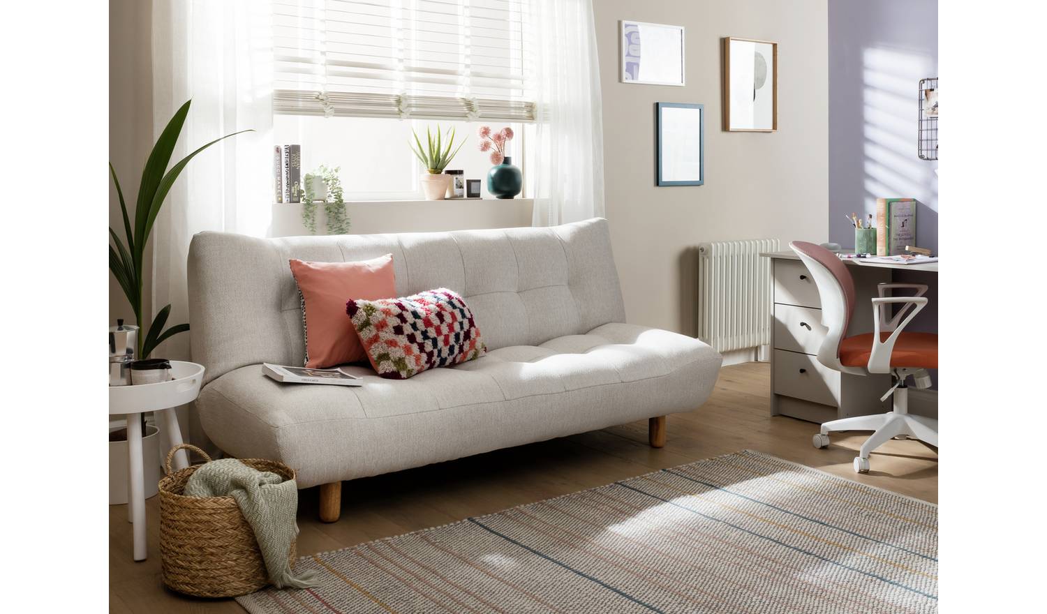 Habitat Kota 3 Seater Boucle Clic Clac Sofa Bed - Cream