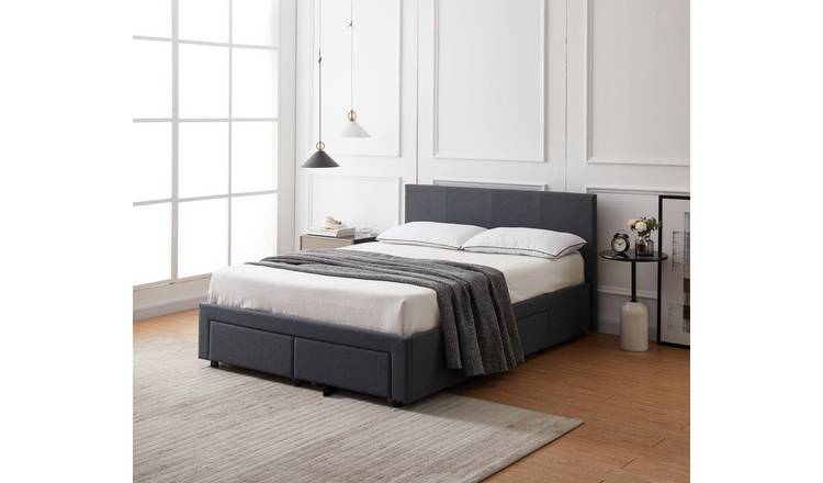 Argos Home Heathdon 4 Drawer Double Fabric Bed Frame - Grey