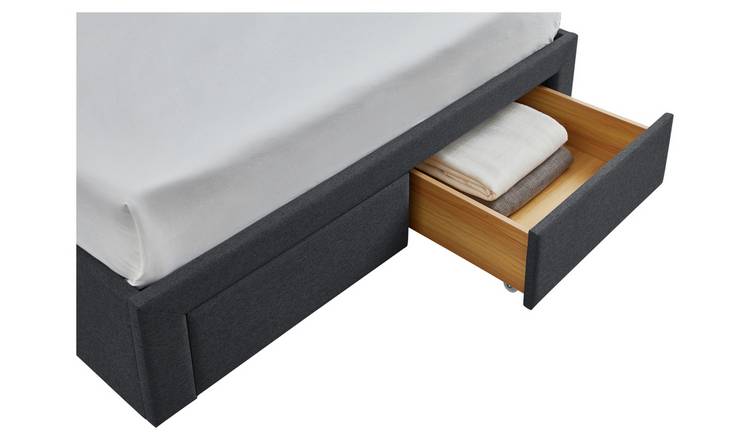 Argos Home Heathdon 4 Drawer Double Fabric Bed Frame - Grey
