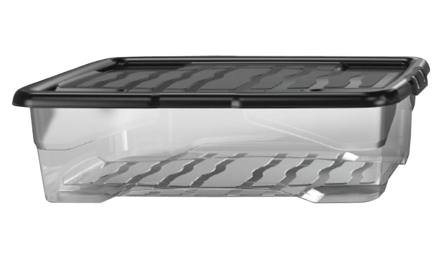 Strata Curve 4 x 30L Plastic Storage Boxes with Lid - Clear