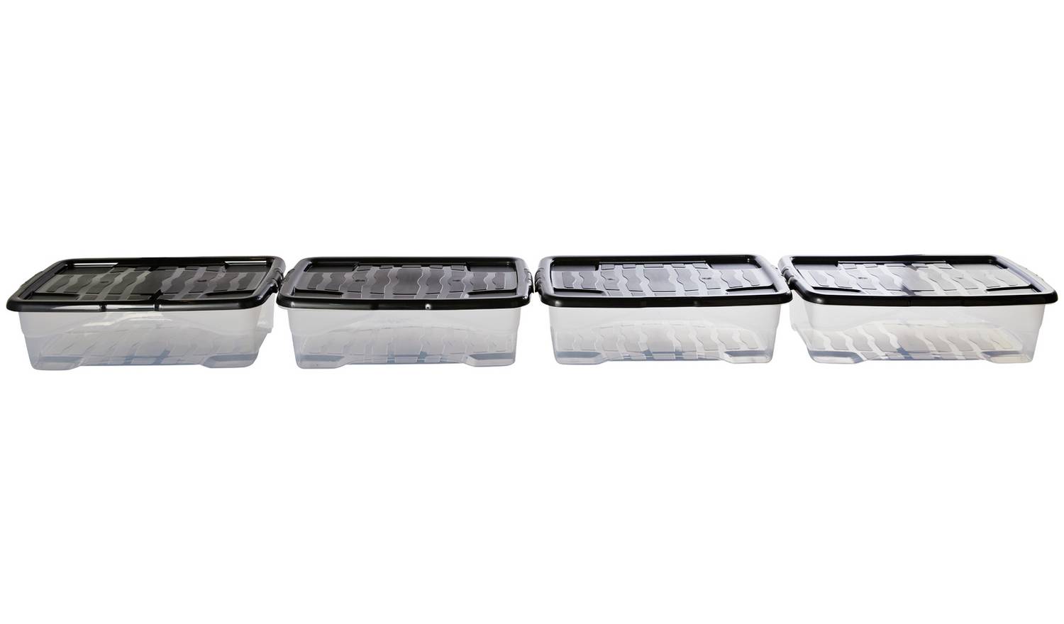 Strata Curve 4 x 30L Plastic Storage Boxes with Lid - Clear