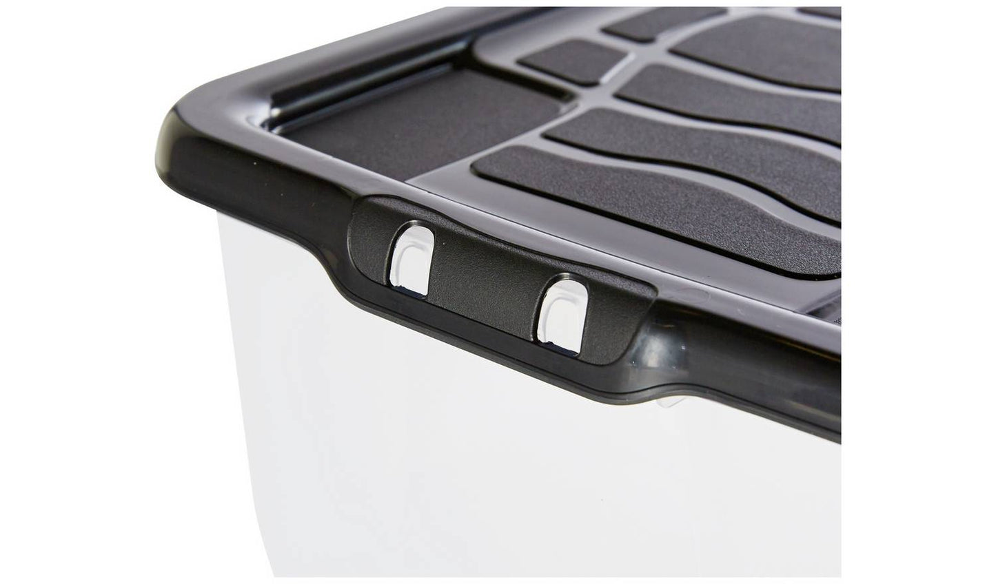 Strata Curve 4 x 30L Plastic Storage Boxes with Lid - Clear