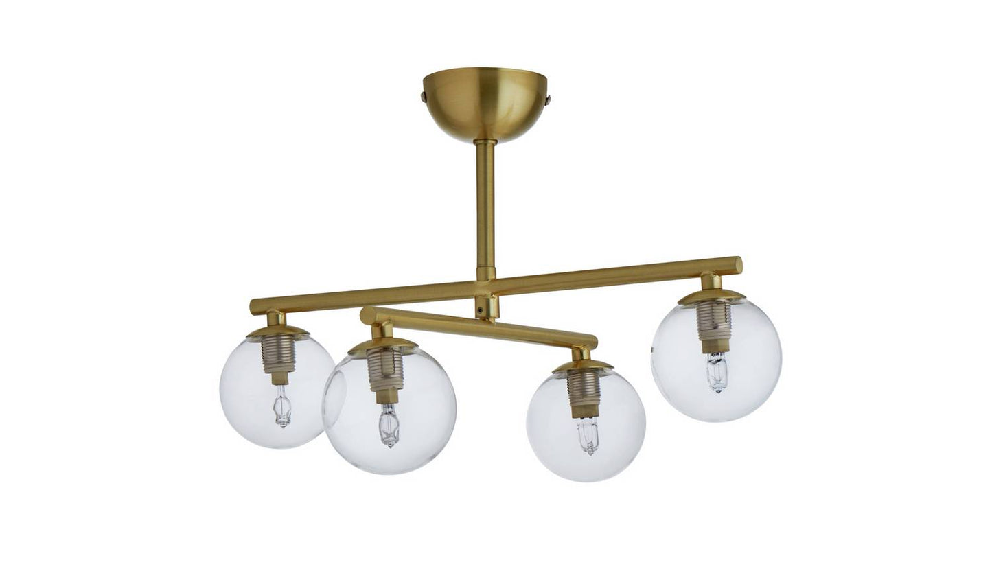 Habitat Chuck 4 Light Flush to Ceiling Light - Brushed Brass