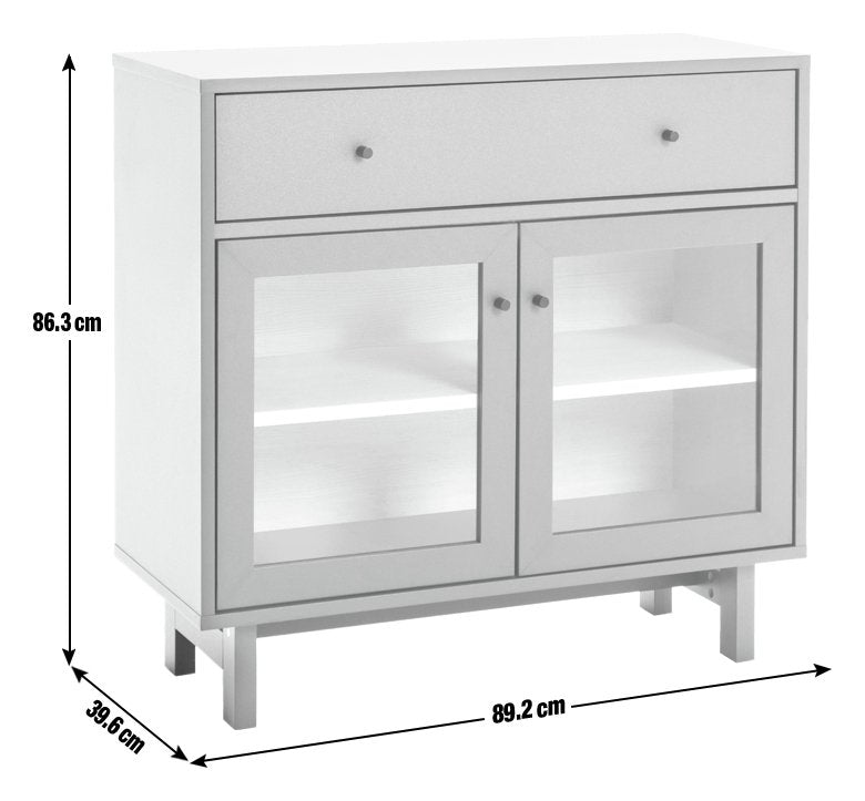 Habitat Jadon 2 Door Display Cabinet - Dark Grey & Oak