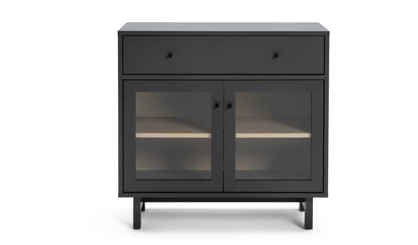Habitat Jadon 2 Door Display Cabinet - Dark Grey & Oak