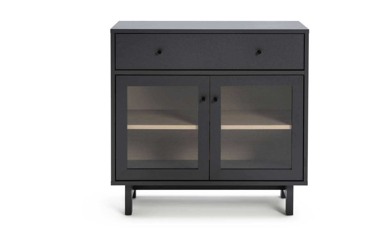 Habitat Jadon 2 Door Display Cabinet - Dark Grey & Oak
