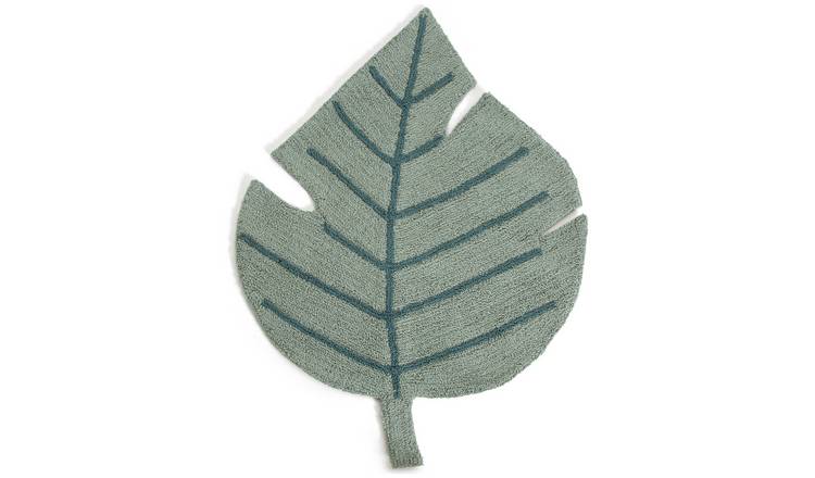 Habitat Kids Leaf Shaped Green Cut Pile Rug - 80x110cm