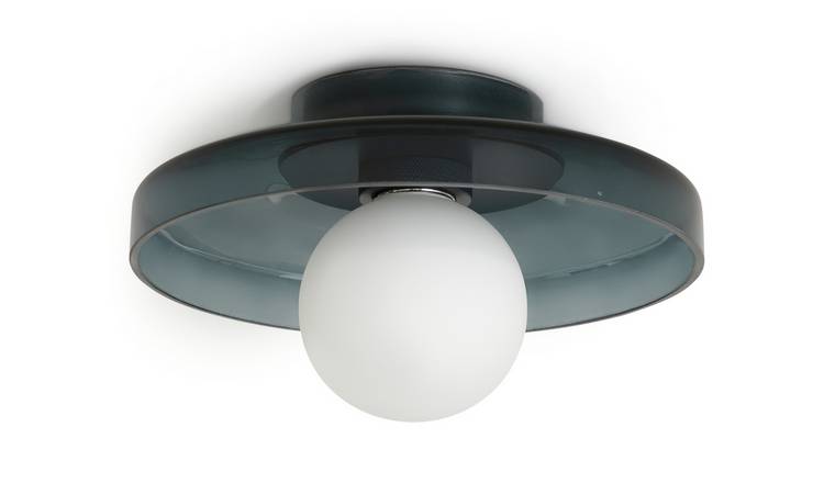 Habitat Jonna Bathroom Flush Ceiling Light -Dark Blue &Glass