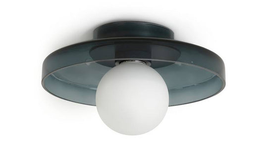 Habitat Jonna Bathroom Flush Ceiling Light -Dark Blue &Glass