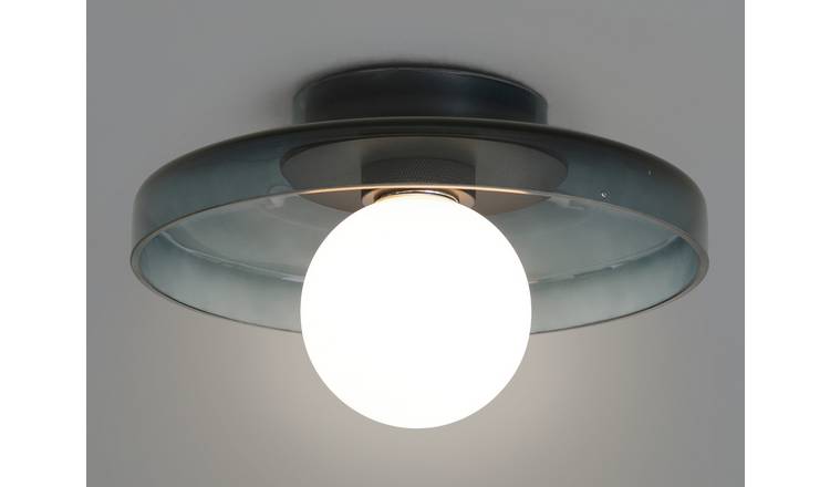 Habitat Jonna Bathroom Flush Ceiling Light -Dark Blue &Glass