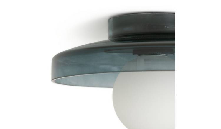 Habitat Jonna Bathroom Flush Ceiling Light -Dark Blue &Glass