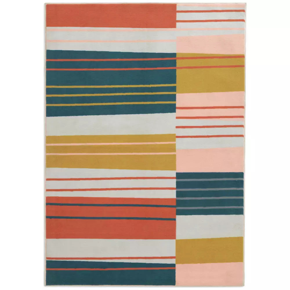 Argos Home Abstract Stripe Coral Cut Pile Rug - 120x170cm