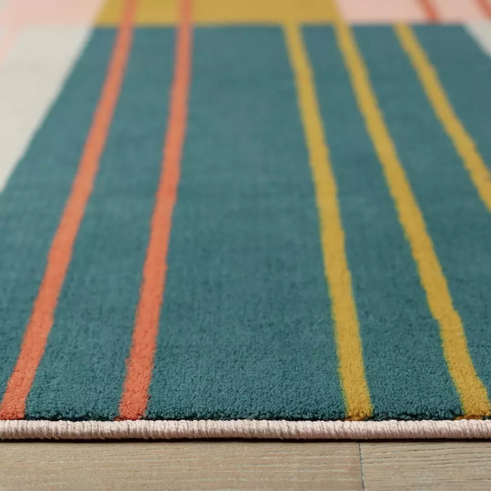 Argos Home Abstract Stripe Coral Cut Pile Rug - 120x170cm
