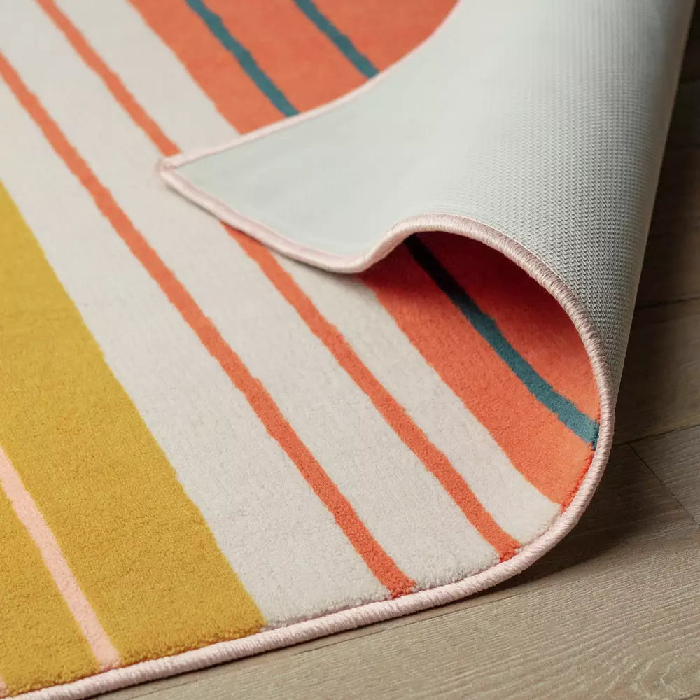 Argos Home Abstract Stripe Coral Cut Pile Rug - 120x170cm