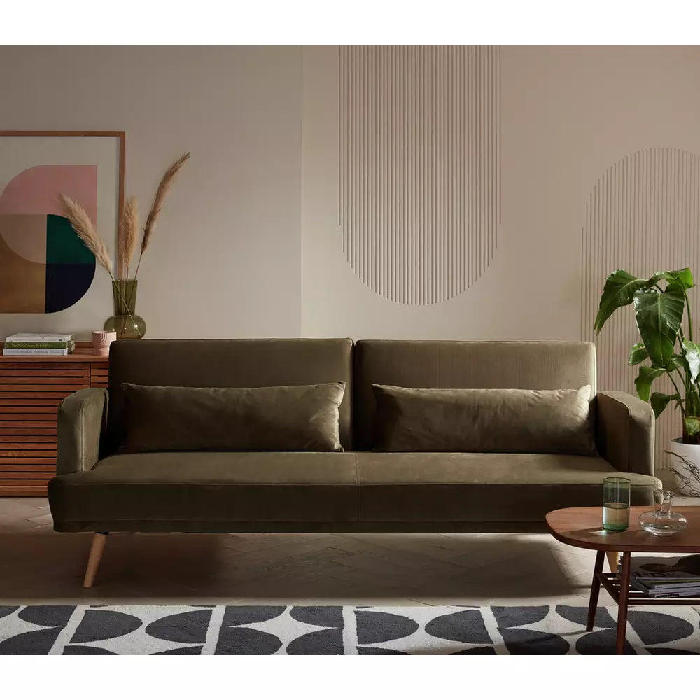 Argos Home Andy Velvet 3 Seater Clic Clac Sofa Bed - Sage