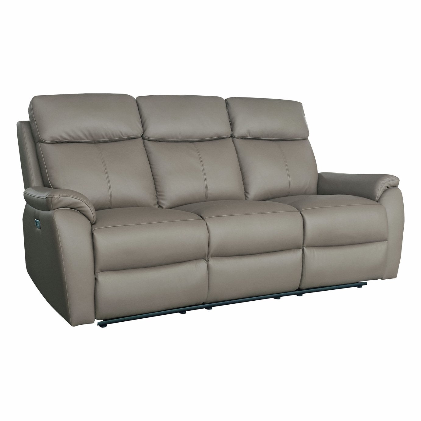 Aspire Kingsmere Leather 3 Seater Power Recliner Sofa - Elephant