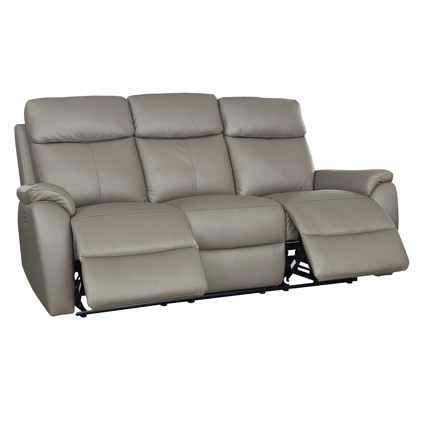 Aspire Kingsmere Leather 3 Seater Power Recliner Sofa - Elephant