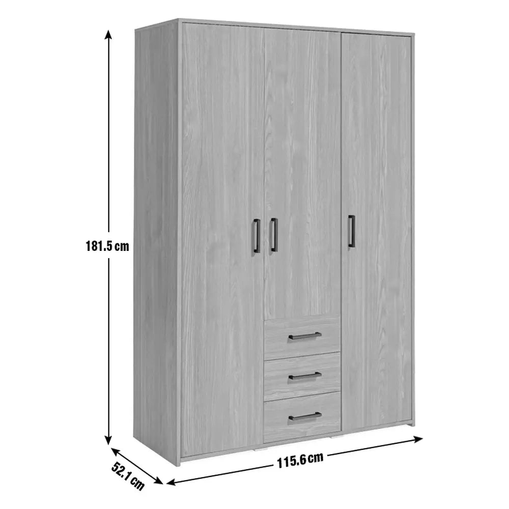 Argos Home Oslo 3 Door 3 Drawer Wardrobe - Black Oak Effect
