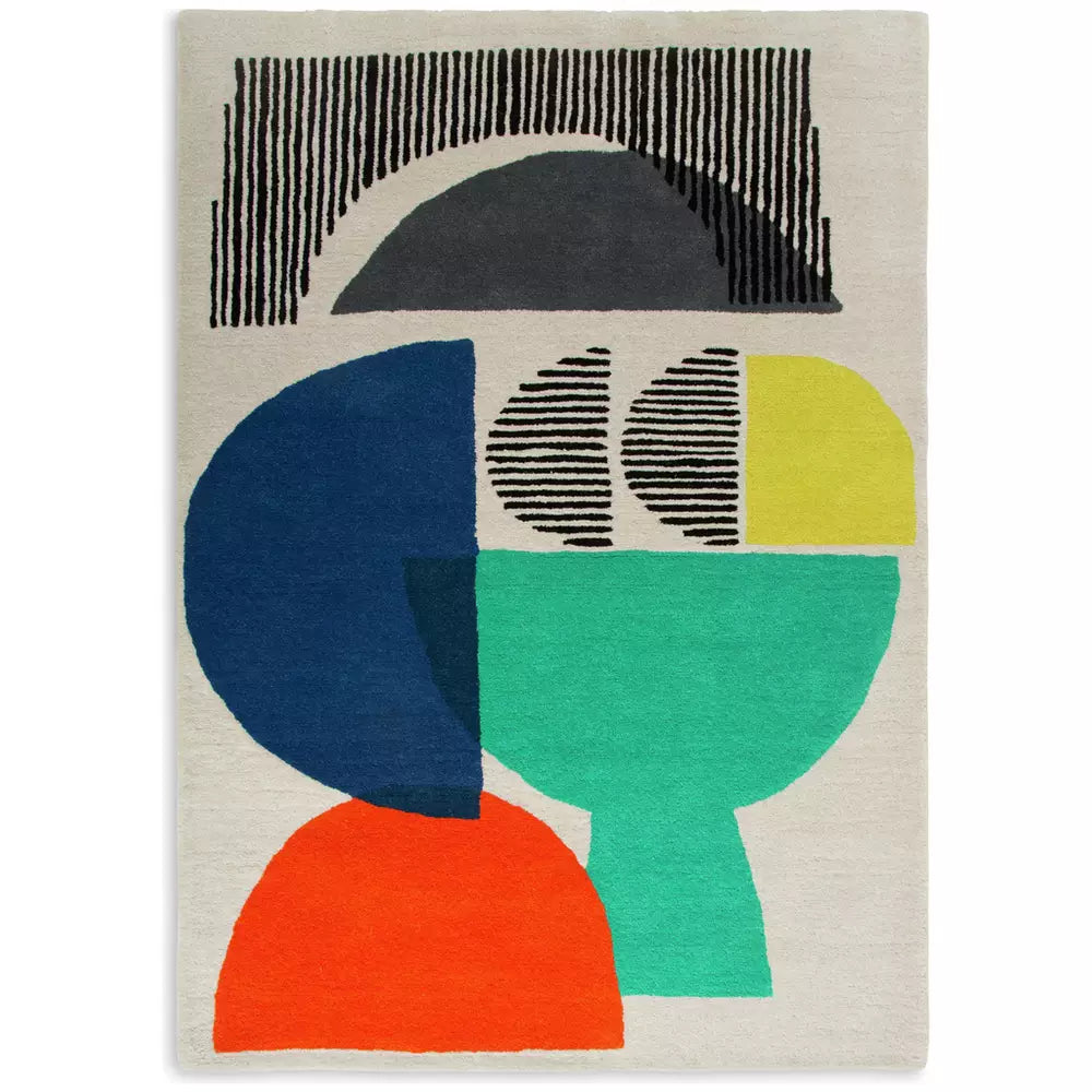 Habitat Mid Century Geometric Natural Cut Pile Rug-160x230cm