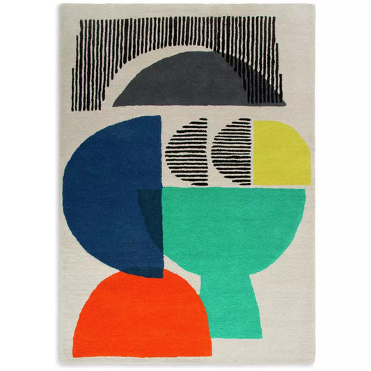Habitat Mid Century Geometric Natural Cut Pile Rug-160x230cm