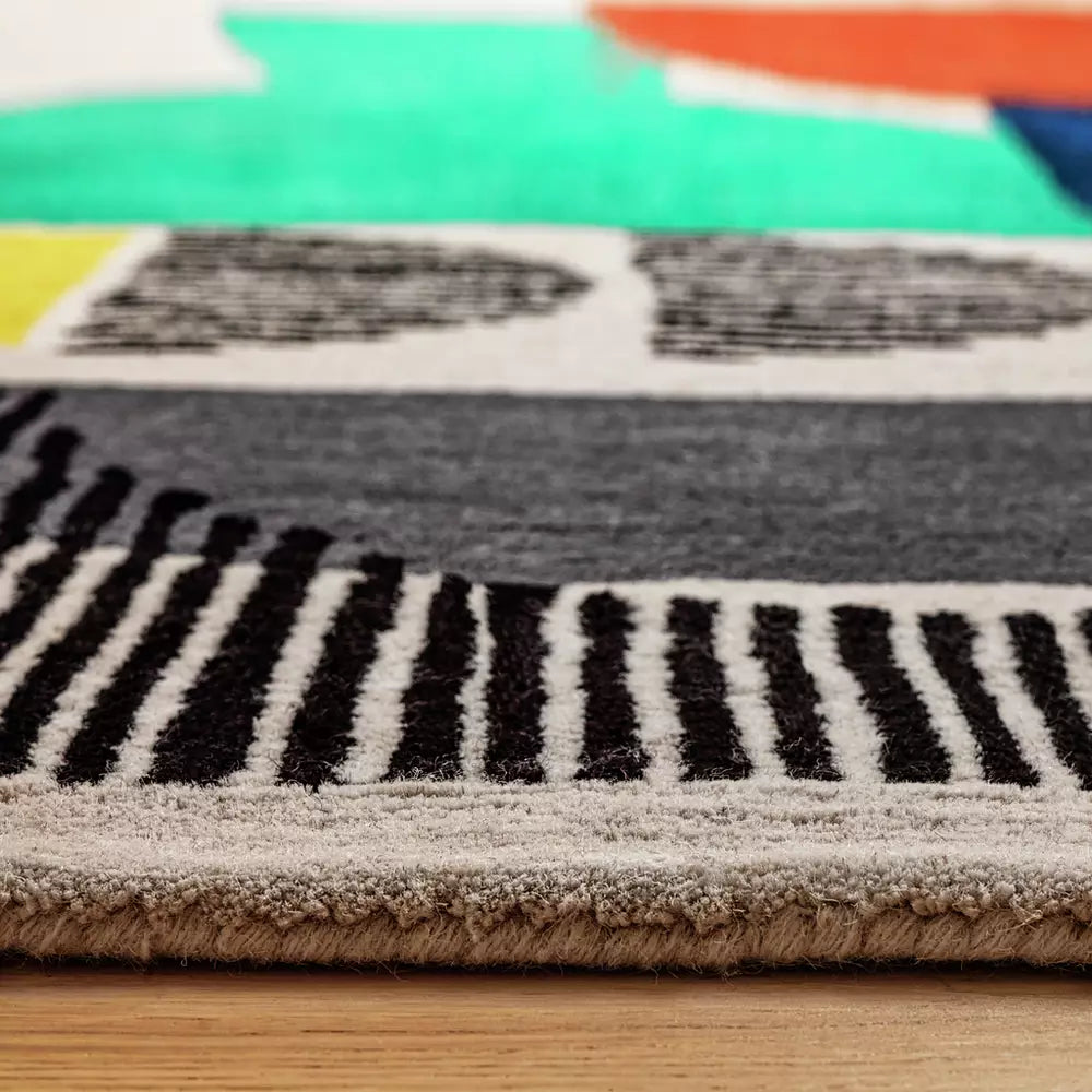 Habitat Mid Century Geometric Natural Cut Pile Rug-160x230cm
