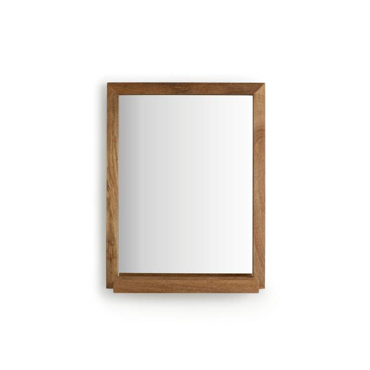 Habitat Mango Wood Bathroom Mirror with Shelf - 52x40cm