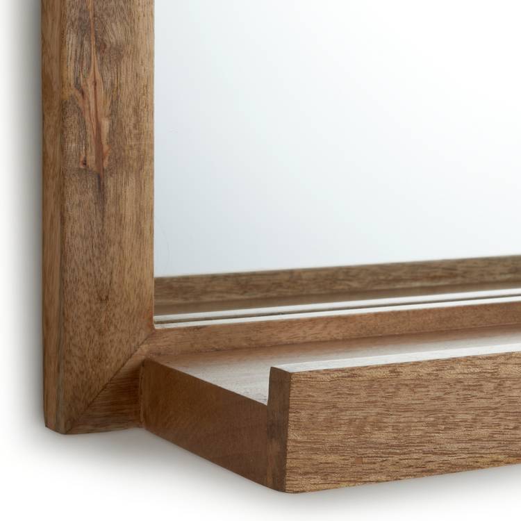 Habitat Mango Wood Bathroom Mirror with Shelf - 52x40cm
