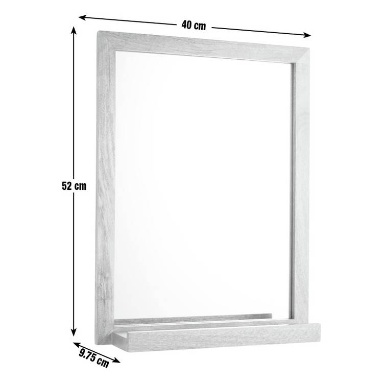 Habitat Mango Wood Bathroom Mirror with Shelf - 52x40cm