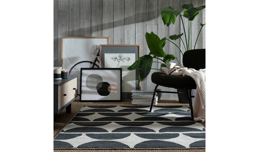 Habitat Mid Century Mini Geo Grey & White Cut Pile Rug