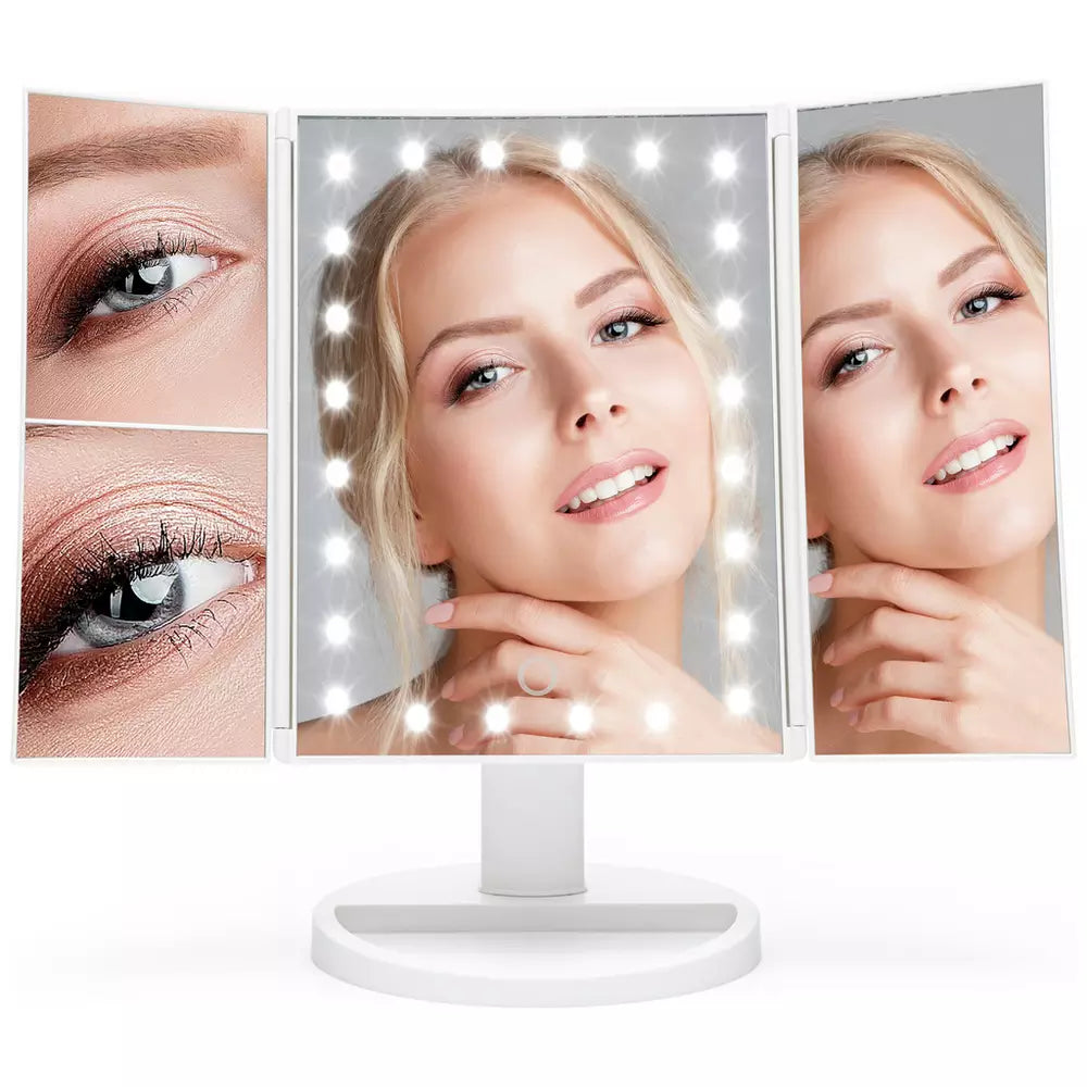 Rio 24 LED Folding Mirror - White