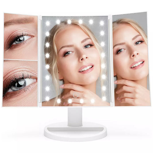 Rio 24 LED Folding Mirror - White