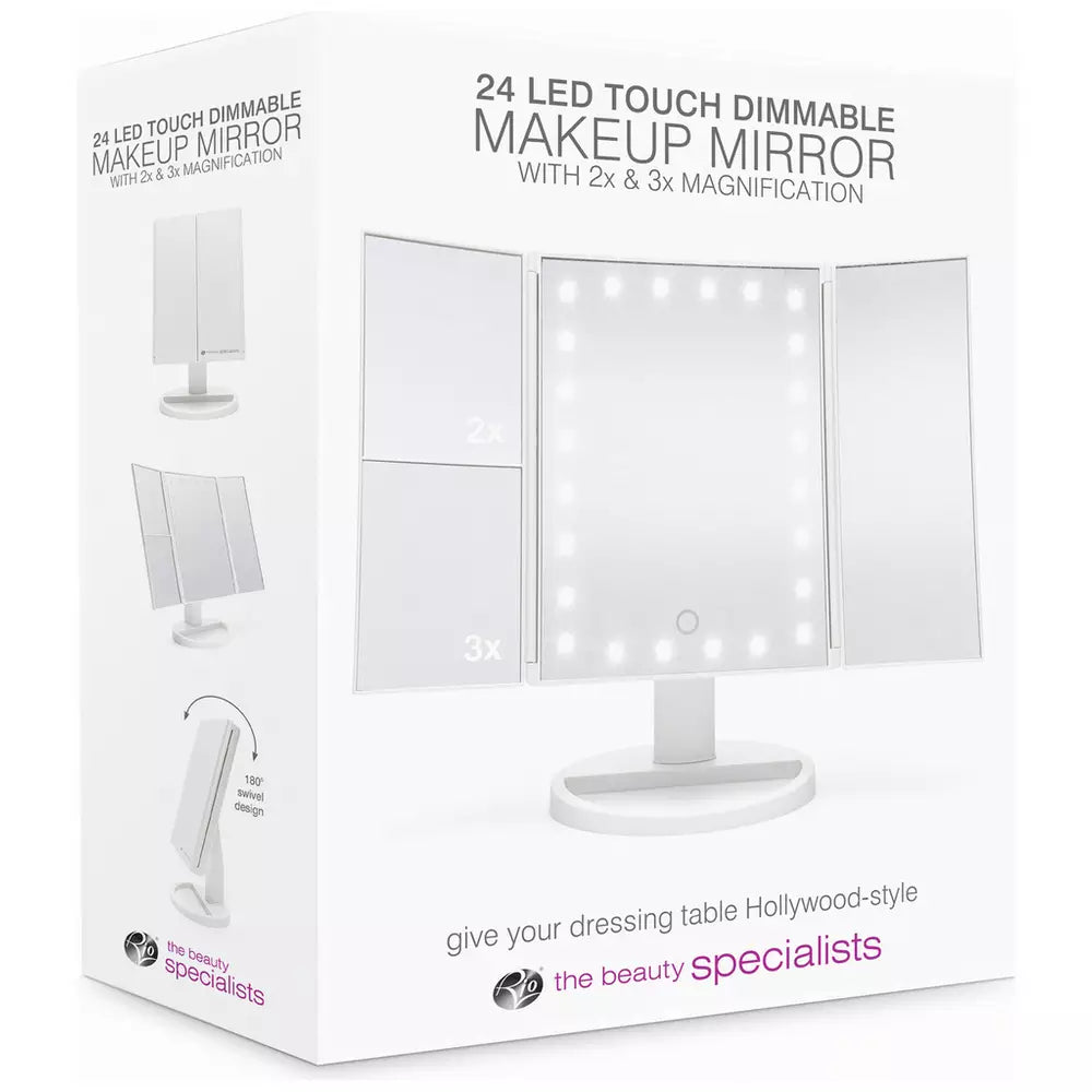 Rio 24 LED Folding Mirror - White
