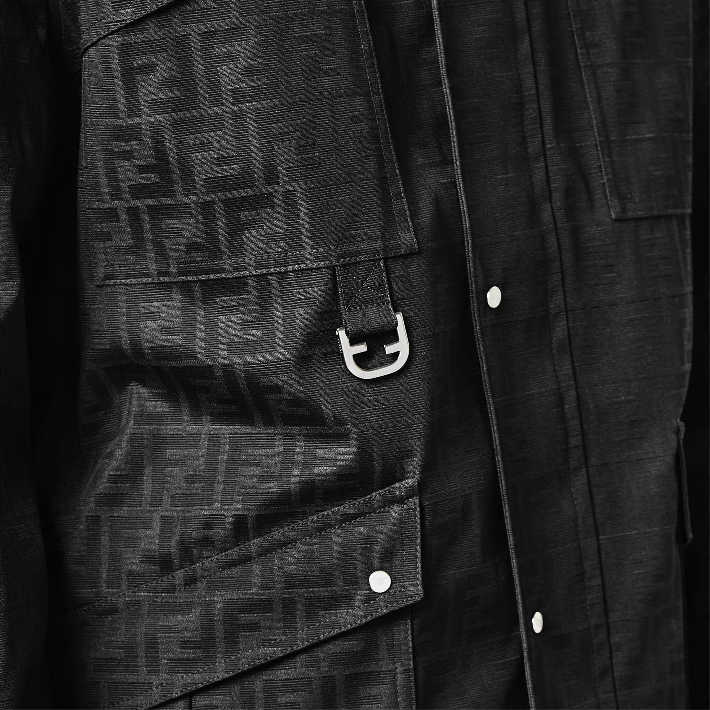 FENDI Men's Logo Blouson Long Sleeve Coach Jacket