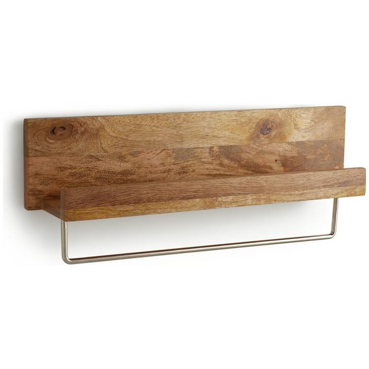 Habitat Wooden Wall Mounted Shelf and Towel Rail - Neutral