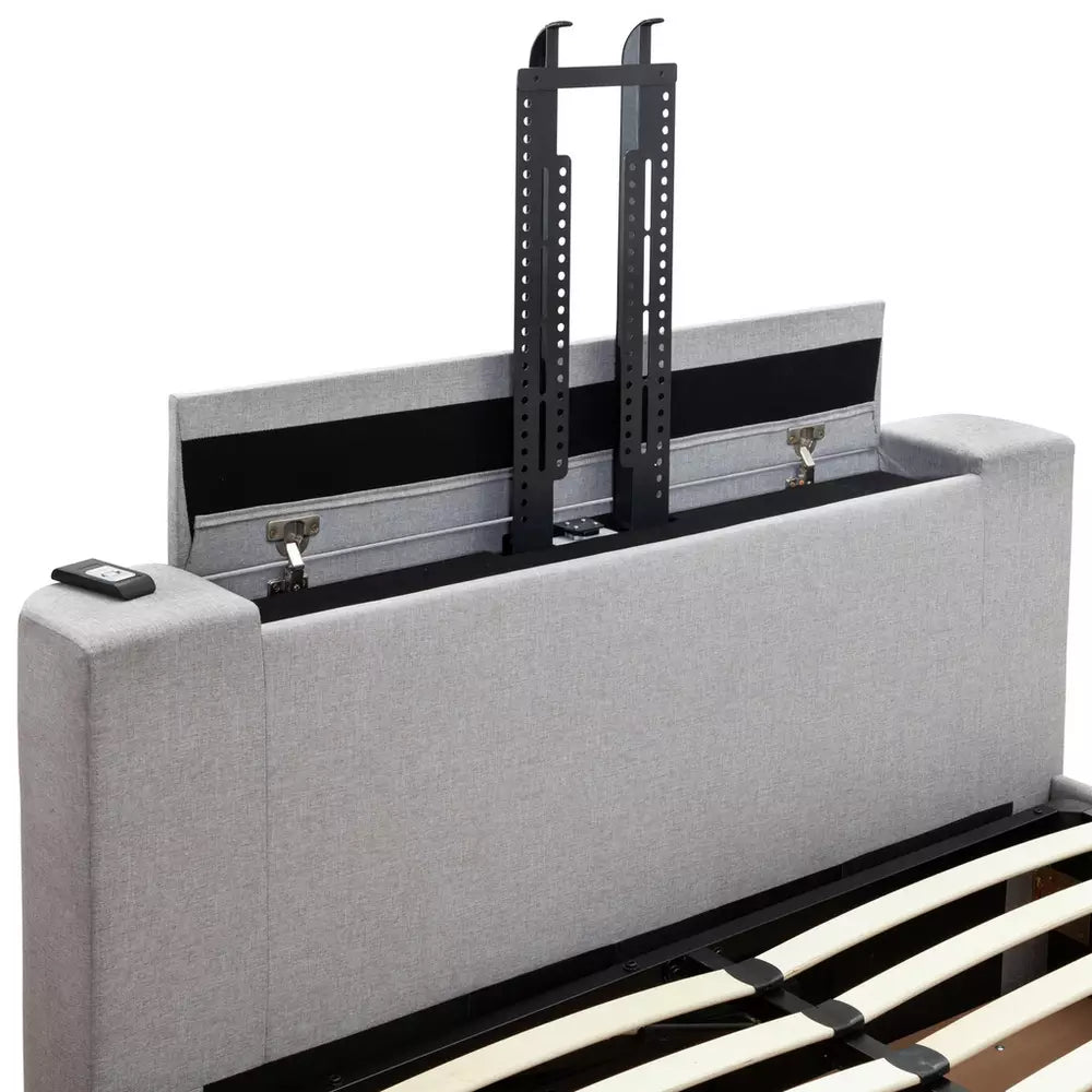 Argos Home Jakob Double TV Ottoman Bed Frame - Grey