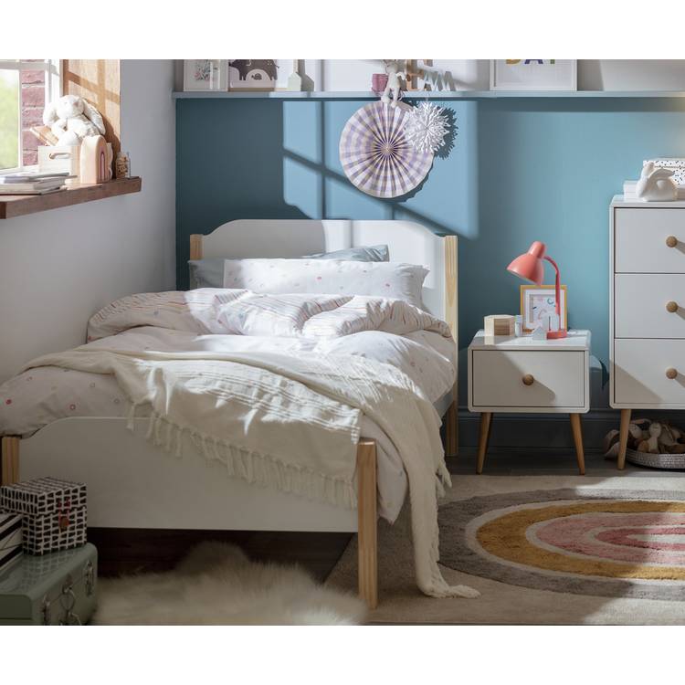 Habitat Nico Single Bed Frame With Mattress - White & Pine