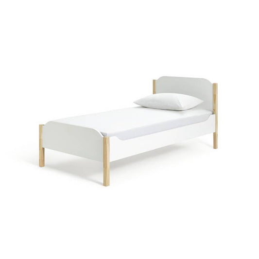 Habitat Nico Single Bed Frame With Mattress - White & Pine