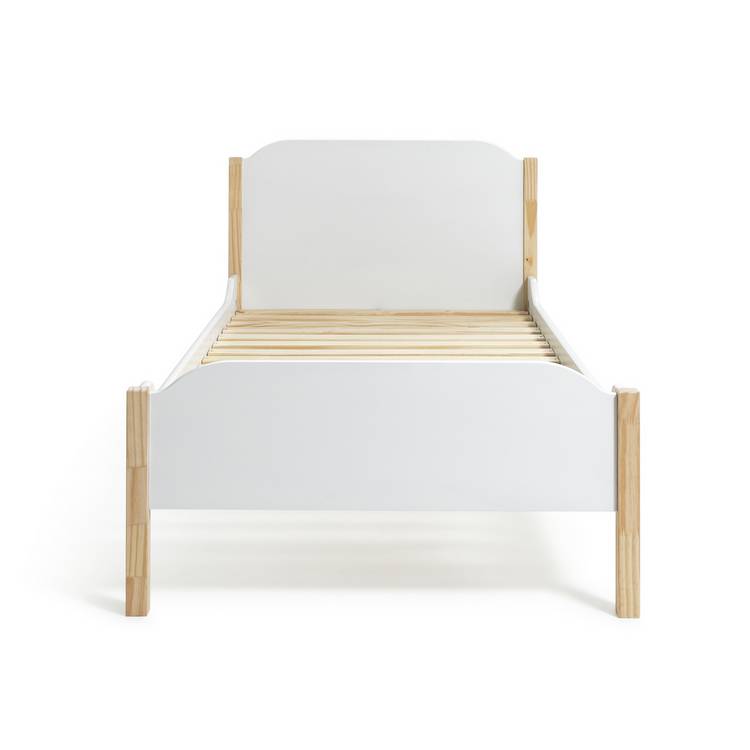 Habitat Nico Single Bed Frame With Mattress - White & Pine