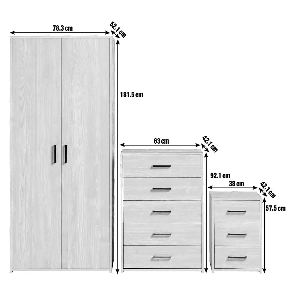 Argos Home Oslo 3 Piece 2 Door Wardrobe Set-Black Oak Effect
