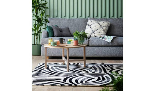 Habitat Skandi Brush Marks Black & White Cut Pile Rug